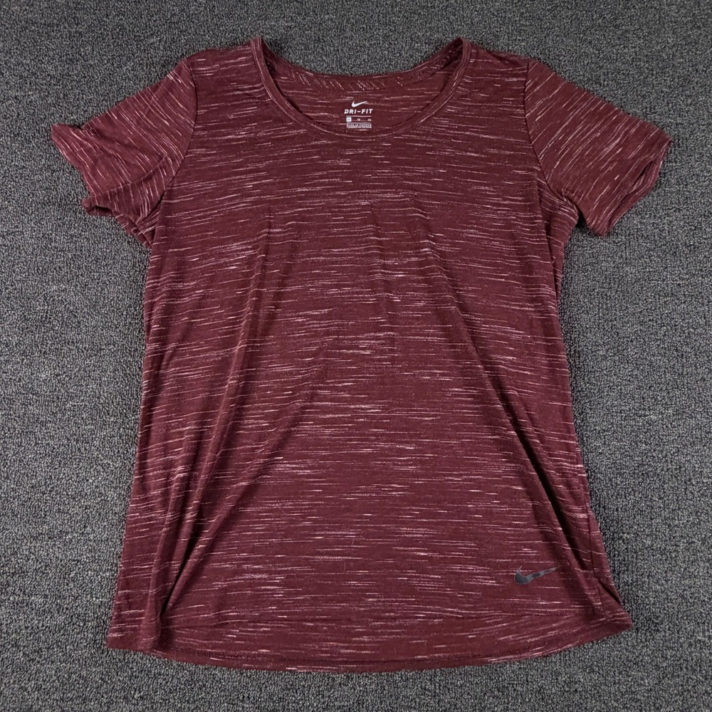 Nike T-Shirt Womens XL Dri-FIT 889111-652 Maroon Space Dye EUC